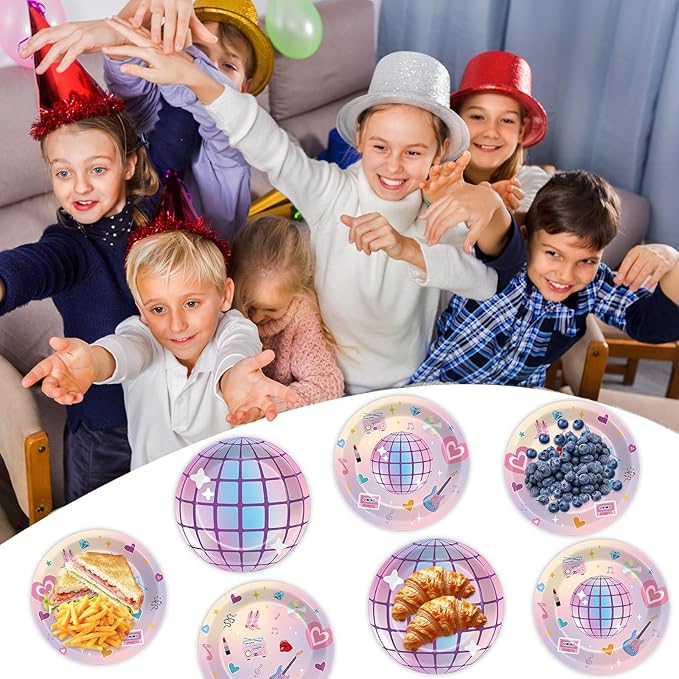 48Pcs Music Star Party Plates Popular Singer Birthday Party Decoration Disposable Music Lover Dessert Plates Paper Dinnerware Set for Girls Women Concert Bachelorette Party Supplies