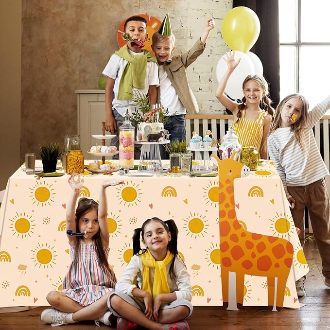 4 Pack Boho Sun Birthday Tablecloths - Boho Hippie Sunshine Table Covers Rainbow Groovy Tablecloths Retro Hippie Table Covers 60s 70s Boho Themed Groovy Party Decorations 51 X 86 IN