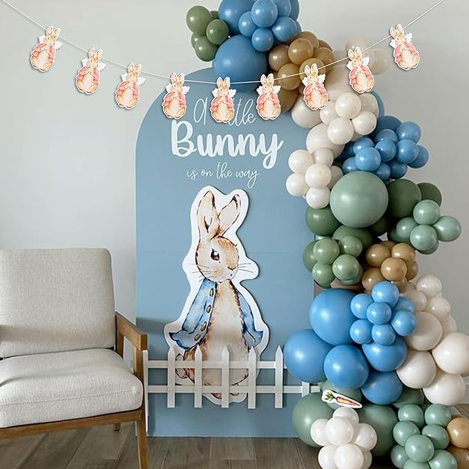 Rabbit Paper Banner - A Little Bunny is On The Way Decoration,Easter Baby Shower Party Supplies,Spring Party Decorations for Gender Reveal