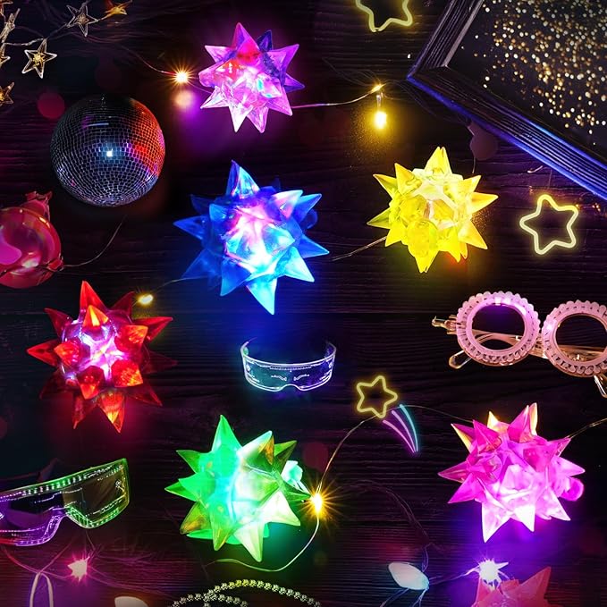 150 PCS Flashing Crystal Star Necklaces, Glow Necklaces Bulk Light up Party Favors, LED Glow in The Dark Supplies for Kids Adults Birthday Glow Party Rave Halloween Goodie Bags Filler
