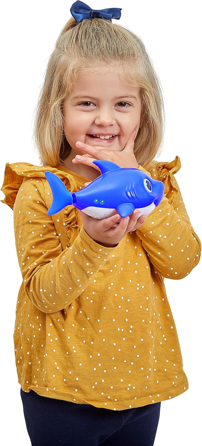 Robo Alive Junior Baby Shark New Silicon Fins Version Singing and Swimming Daddy Shark (Blue) by ZURU