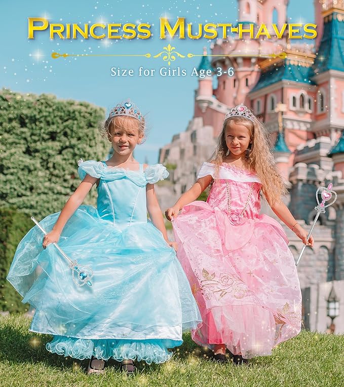 Princess Dress Up Accessories Princess Crown Tiara for Little Girls, Toddler Tiara crown Wand Toy Gifts for 3-6 Girl