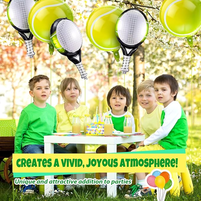 12 Pieces 18 Inch/25 Inch Tennis Balloons, Racket Balloons, Tennis Party Decorations, Foil Racket Large Balloon for Sports Themed Birthday Decorations Supplies