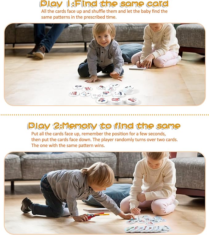 Wooden Match Memory Game for Kids, 24Pc Memory Matching Cards, Educational Memory Matching Game for Pre-Kindergarten Early Learning Development Girls and Boys-Vehicle