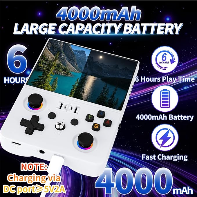 2026 NEW Upgrade R36MAXPRO Retro Handheld Game Console - 4.5 Inch Ultra-Large Screen, Support 18000+Classic Games, 64G TF Card, Linux System, 4000mAh Battery, Birthday Gift for Adult - White