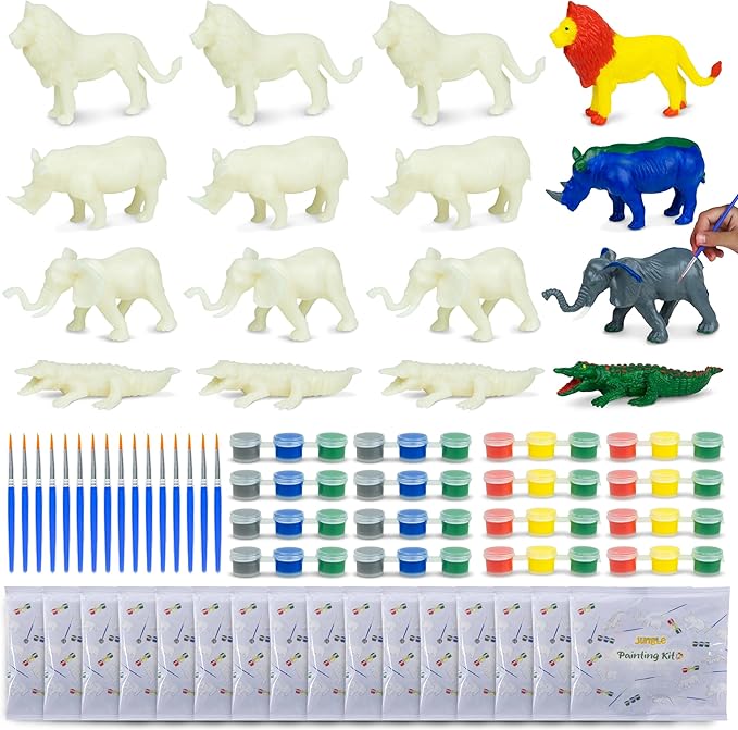 BONNYCO Safari Party Favors for Kids Painting Kit Pack 16, Jungle Goodie Bags Stuffers for Kids 3-5 4-8. Goody Bag Stuffers, Pinata Filler. Classroom Prizes, Animal Return Gifts Birthday Party Boys