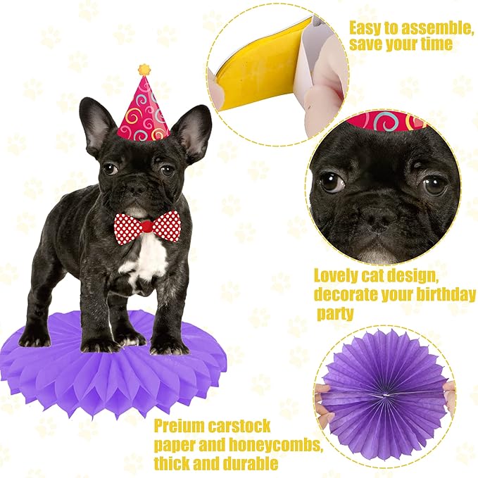 13Pcs Baby Dog Honeycomb Centerpieces Puppy Pet Birthday Party Supplies Pet Dog Party Table Decoration for Dog Theme Birthday Party Baby Shower Supplies