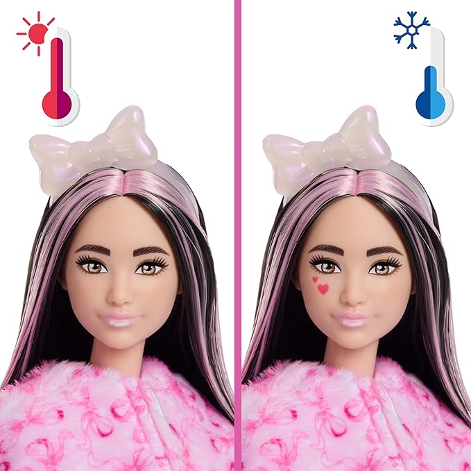 Barbie Cutie Reveal Doll & Accessories, Cuddly Series Lamb with 10 Surprises Including Color Change & Mini Pet