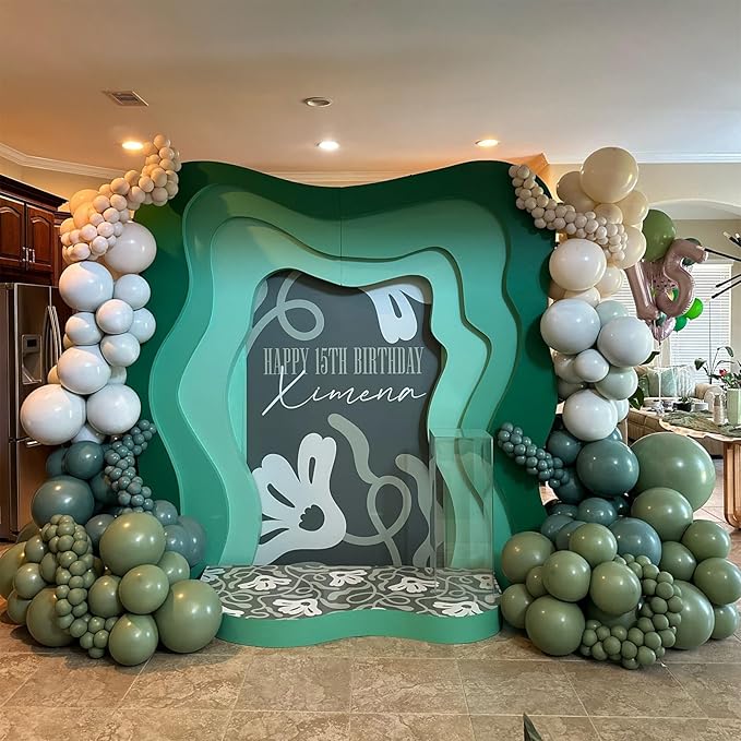 Sage Green and Gold Balloons, Pastel Sage Gold Party Balloons, Eucalyptus Olive Mint Green Biodegradable Balloon for Baby Shower Birthday Engagement Wedding Anniversary Tea Party Round Decorations