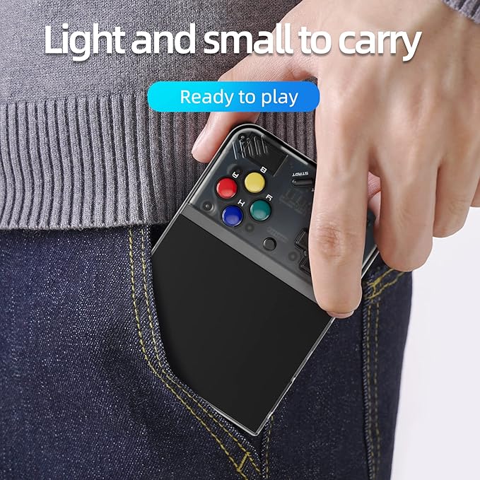 Miyoo Mini Plus Handheld Game Console 3.5 inch Classic System Retro Video Games Consoles Portable Rechargeable Hand Held 64G with Case Black