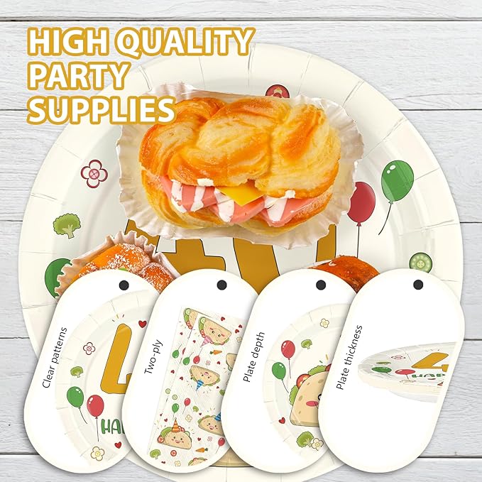 96Pcs Taco 40th Birthday Party Decorations for Men Happy 40th Birthday Plates and Napkins Sets Yellow Cute Taco Themed Decorations for Adult 40 Years Old Bday Party Supplies Serves 24