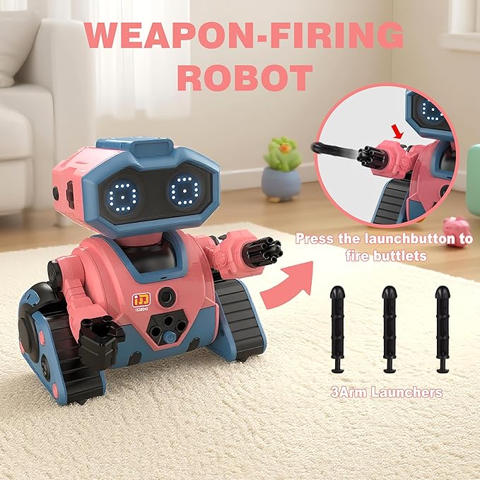 Robot Toys for Boys Girls, Rechargeable RC Robot with GestureSensing,Auto-Demonstration, Fun Gift for Kids(Pink)