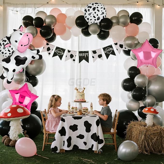Cow Balloons Funny Cow Shape Mylar Balloon Baby Shower Girl One 1st 2nd Birthday Decoration Barnyard Farm Animal Western Cowgirl Theme Party Decor Supplies 5 Pcs
