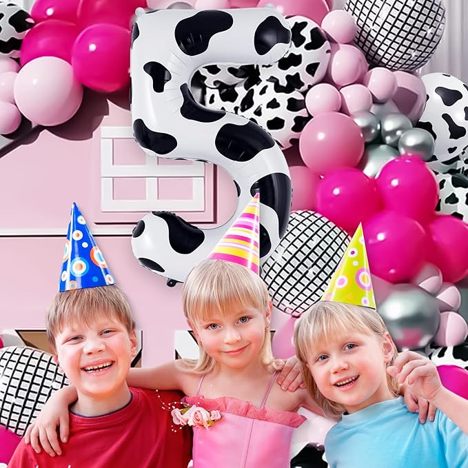 Cow Print Number 5 Balloon, Large 40 Inch Cow Number Birthday Balloons, Foil Mylar Number 5 Balloons for 5 Year Old Birthday Party Decorations Supplies Animal Farm Cowboy Cowgirl Themed Party
