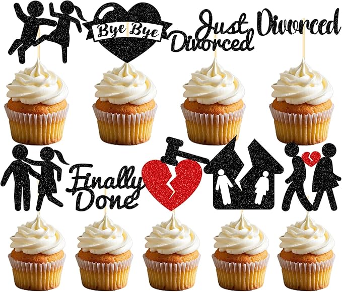 Divorce Party Decorations for Women - 36PCS Divorce Cupcake Toppers Finally Done Just Divorced Cupcake Picks for Freedom Bachelor Supplies