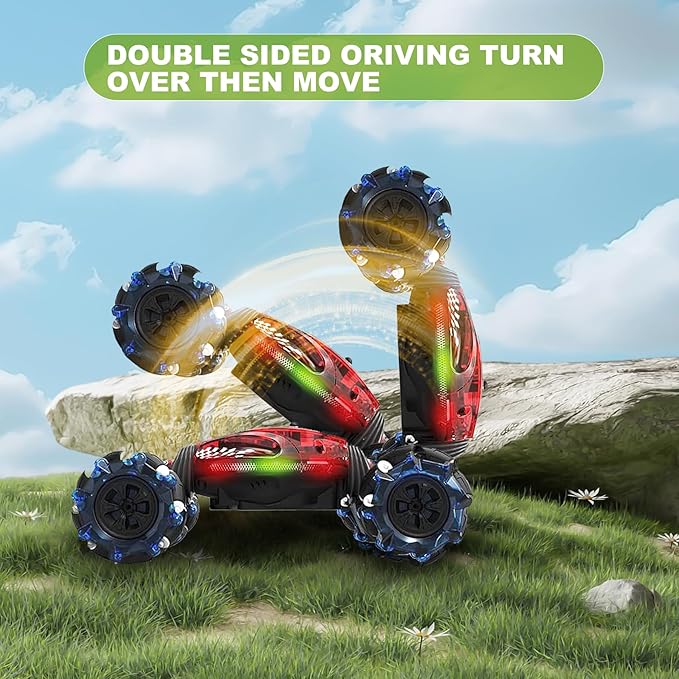 Gesture RC Car,1:24 4WD Transform Off-Road Stunt Car with Gesture & Remote Control, 360° Flips Drift Vehicle with LED Lights Music, All Terrain Toy Cars Gifts for Boys Girls Age 6-12