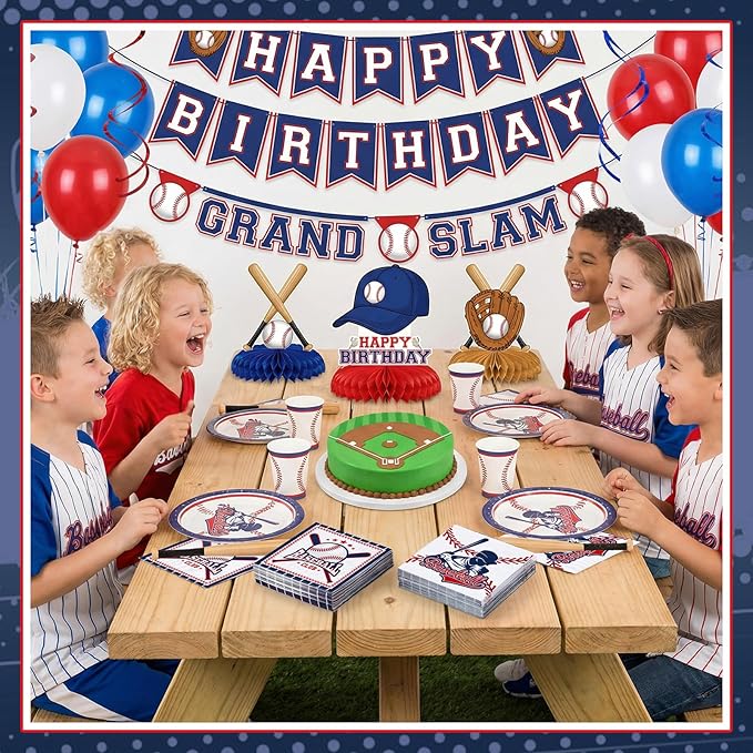 100 Pcs Baseball Napkins, 2-Ply Baseball Cocktail Napkins with 2 Different Pattern Baseballs Birthday Party Decorations for Sports Party, Baseballs Themed