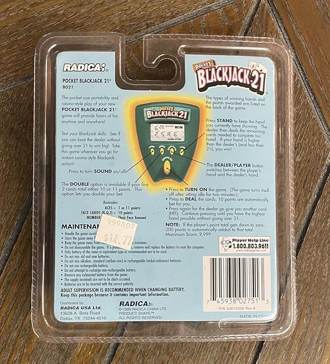 Pocket Blackjack 21 Handheld Game (dark green)