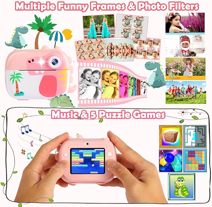 Kids Camera Instant Print,Children Digital Camera Toys with HD Video for Kids Aged 3-12,Christmas Birthday Festival Present for Girls Boys,with 7 Rolls Instant Paper,M3