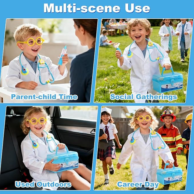 Fajiabao Doctor Kit for Toddlers 3-5 Dress Up Toys for 2 3 4 5 Year Old Girls Pretend Play Kids Doctor Set with Doctor Costume Toy Stethoscope for 2 3 4 5 6 Year Old Girls Boys Birthday Gifts