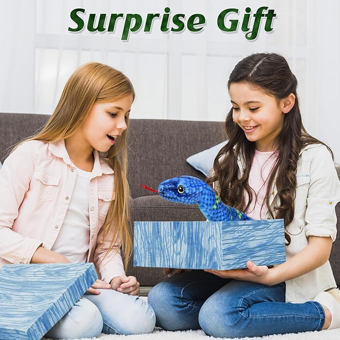 Snake Plush, Stuffed Snake Animal, 71 in Large Toy Snakes for Kids, Giant Stuffed Animals, Lifelike Plush Snakes for Birthday Present Party Prank Prop (Blue)