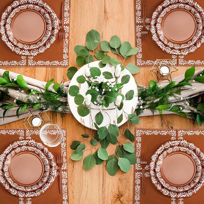 122 Pcs Brown Cielito Lindo Baby Shower Decoration Platos De Barro Mexicanos Fiesta Talavera Paper Plates Mexican Napkins Forks Tableware Set for Birthday Weeding Party Supplies, Serve 24