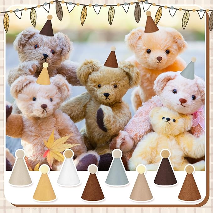 24 Pcs Mini Party Hat for Stuffed Animals Birthday Hat Decor for Doll Pets Dog Cat Rabbit Puppies Costume