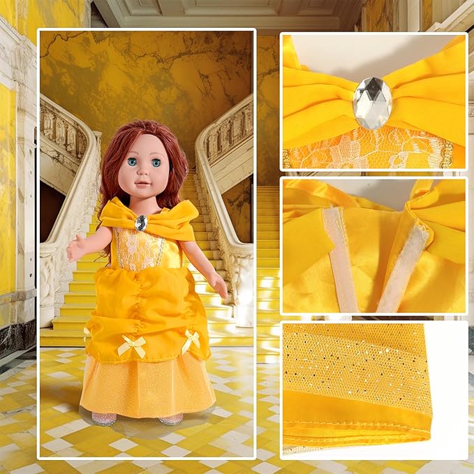 18 inch Doll Clothes and Accessories, Pricess Costumes Dress, 6 Pieces, 18 inch