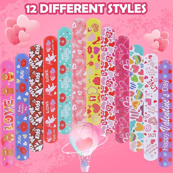 Valentines Slap Bracelets for Kids 36PCS Valentines Day Gifts for Kids Bulk Snap Bracelets Valentine Party Favors Goodie Bag Stuffers Treats Student Classroom Exchange Prizes Decorations Accessories