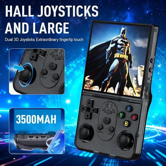 S600 Retro Handheld Game Console, 4 Inch 720p IPS Screen, 128GB with 18,000+ Pre-Installed Games, 3500mAh Battery for Long Play, Portable Linux System (Black)