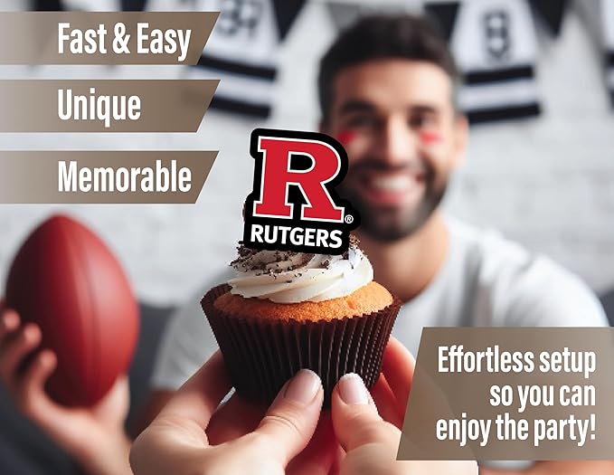 Rutgers Party Supplies for Football, Birthday Gift, Graduation Party Banner and Cake Toppers (42 Pieces) (Rutgers Scarlet Knights)