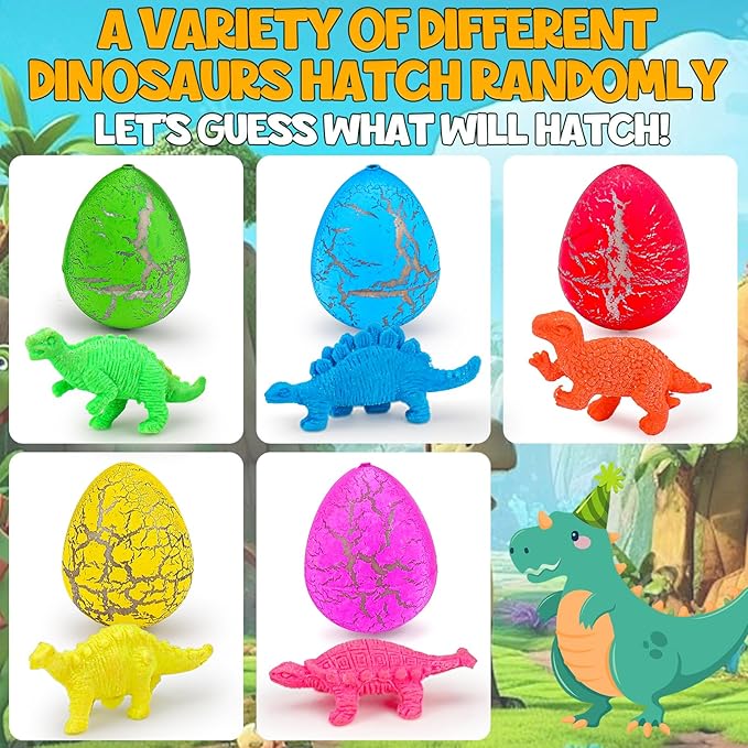 30PCS Large Hatching Dinosaur Eggs for Dinosaur Birthday Party Favors for Kids 3-5 4-8 Goodie Bag Easter Egg Stuffers Classroom Prizes Bulk Treat Stuff Novelty Grow in Water Dino Eggs with Toys Inside