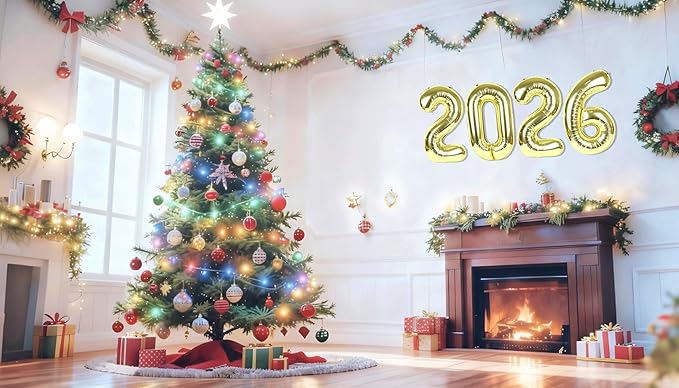 Light Gold 2026 Number Balloons, 40 inch 2026 Digital Balloon for New Years Eve Party, New Years Decorations 2026 for Nye Decor Party Graduations Supplies