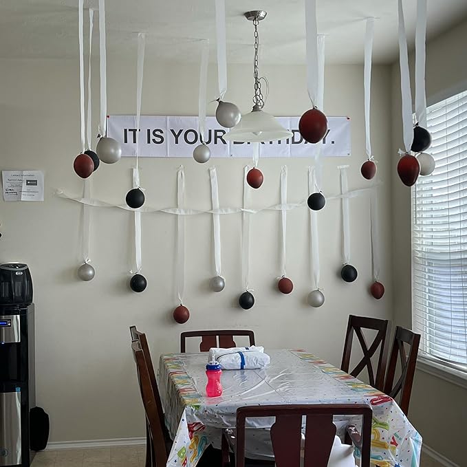 50 PCS It Is Your Birthday Banner Set, The Office Merchandise Vinyl Banner with Metal Hanging Grommets, Balloons, Paper Streamer and Tape for Birthday Party Supplies, Party Decorations