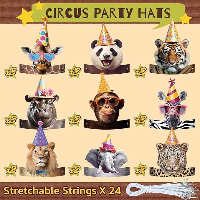 24 Pcs Party Hats for Kids Paper Headbands Crown for Boys Girls, Birthday Party Decoration Favors