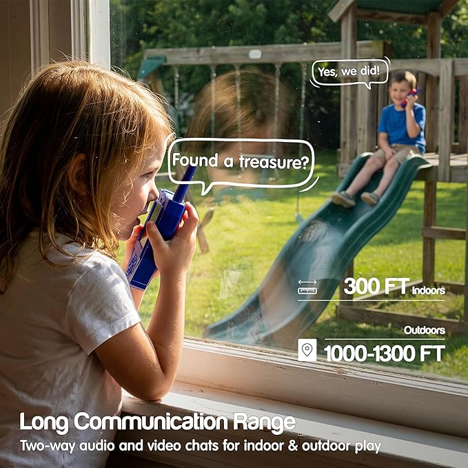 Video Walkie Talkies for Kids 2 Pack, Long Range Camera Voice Changing Two Way Radios Walkie Talkies Toys for Outdoor Indoor Play Camping Travel Adventure Hiking, Toys Birthday Gifts for Boys Girls