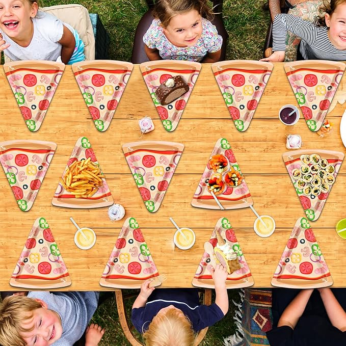 100Pcs Pizza Party Paper Plates Pizza Birthday Party Decorations Pizzas Tableware Dinnerware Set Italian Pizzas Dessert Plate for Picnics Birthday Baby Shower Parties Favor Supplies