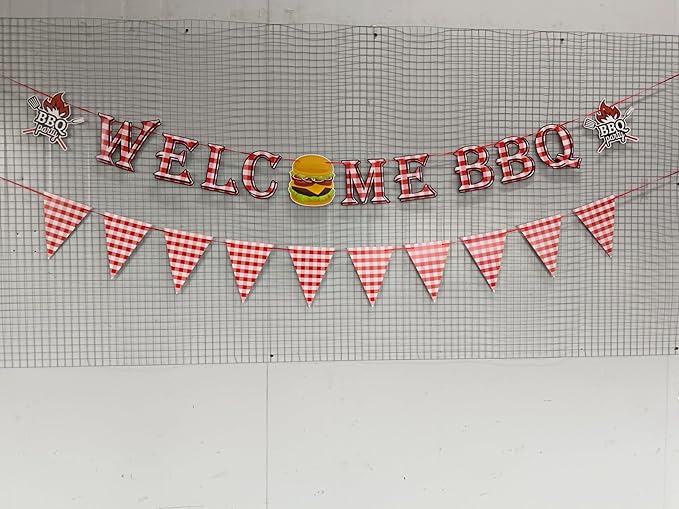 BBQ Themed Party Decorations,Welcome BBQ Banner, Barbecue Picnic Hanging Swirls for Birthday Party Decor Supplies
