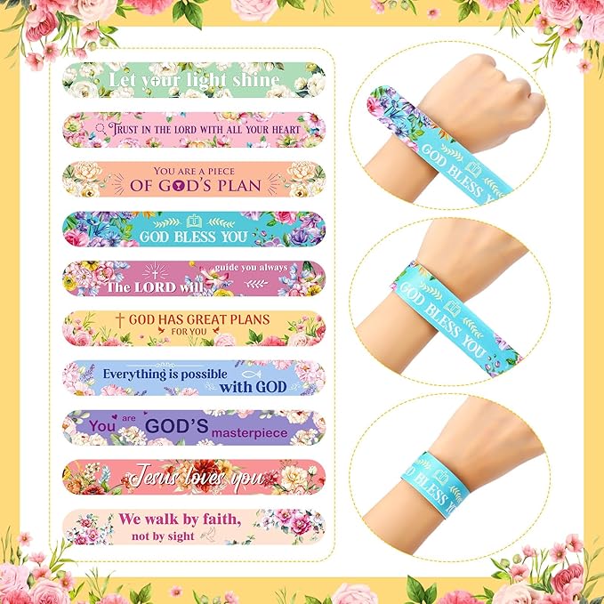 Frienda 40 Pcs Bible Verses Religious Christian Slap Bracelets for Kids VBS Jesus Love You Wristbands Inspirational Motivational Christian Slap Bracelets Sunday School Supplies He Is Risen (Novel)