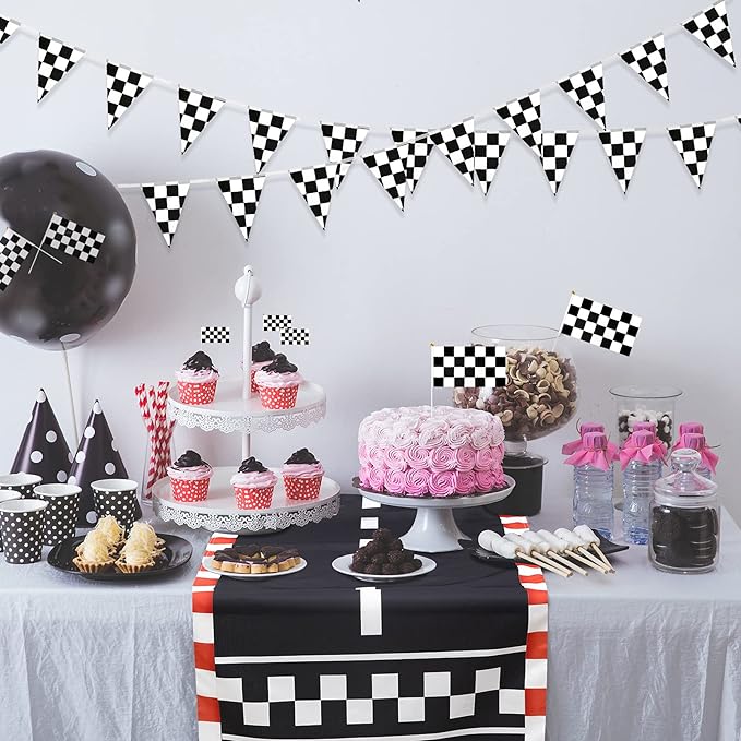 10 Feet Race Car Party Supplies, Racetrack Floor Runner Decorations, Long Racetrack Floor Running Mat Race Car Table Cloths for Racing Birthday Party Games Sport Event Festivals Decorations