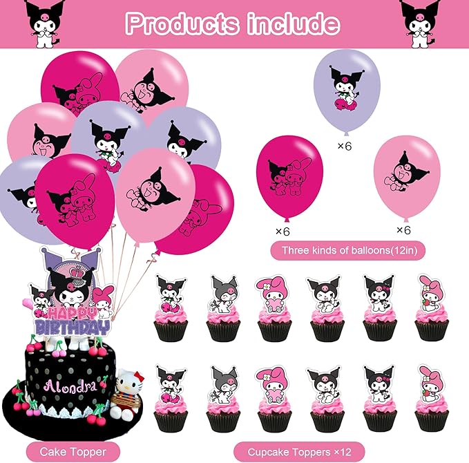 Party Decorations,Birthday Party Supplies For Party Supplies Includes Banner - Cake Topper - 12 Cupcake Toppers - 18 Balloons - 50 Stickers
