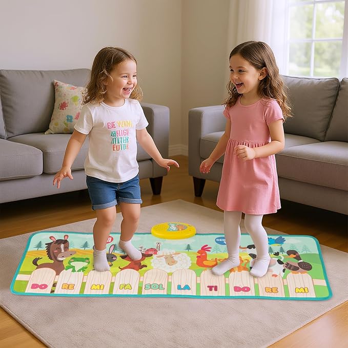 Costzon Floor Piano Mat for Toddlers, Musical Touch Playmat Keyboard Dance Mat, 10 Animal Sounds, 10 Keys & 10 Built-in Songs, Kids Sensory Educational Toy Birthday Gift for Boys Girls (37.5” x 14”)