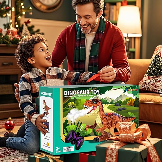 Remote Control Dinosaur Toys for Kids 3-5 5-7 8-12, RC Walking T-Rex Dinosaur Robot Toy with Water Mist Spray, Lights and Sounds, Rechargeable Battery, 3 4 5 6 7 8 Years Old Boy Girl Birthday Gift