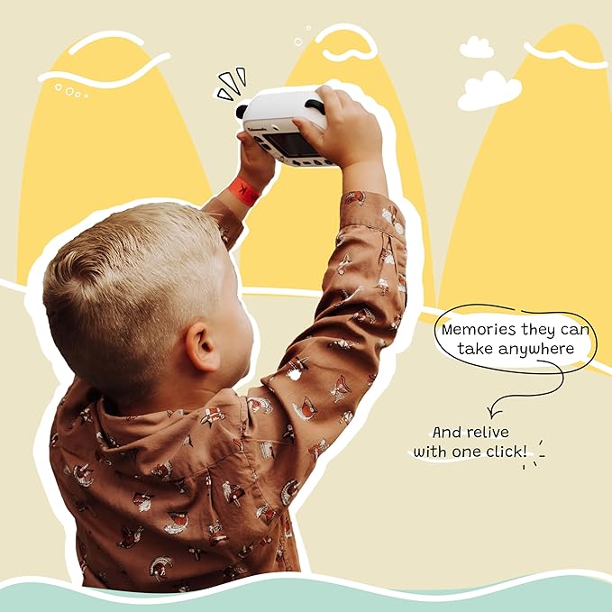Instant Print Kids Digital Camera & Video Camcorder with Selfie Camera by Kidamento, Scavenger Hunt Momento Book, 32GB Memory Card - Model P