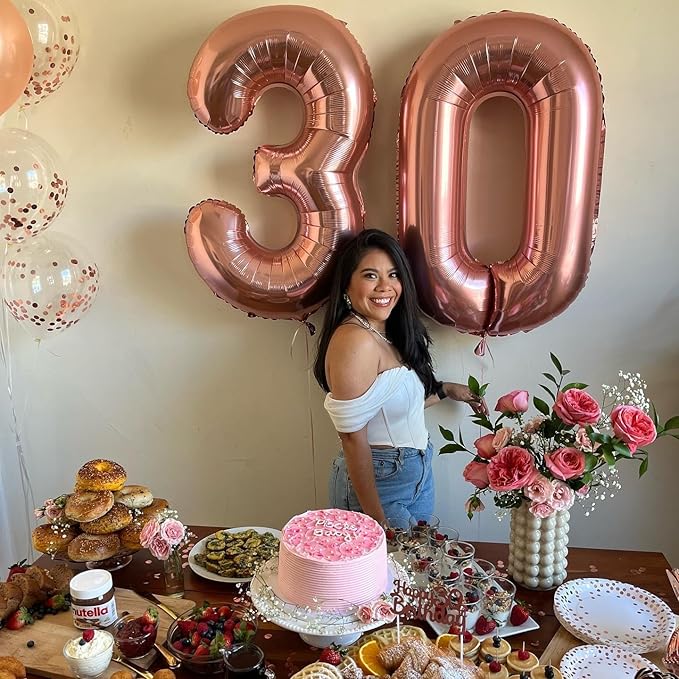 40 Inch Rose Gold Number 8 Balloon, Giant 8 Number Balloons for 8th Birthday Decorations, Party Supplies for Baby Boy Girl, Rose Gold Party Decor