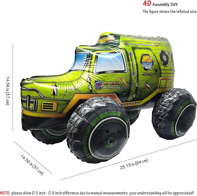 Self Standing 4D Army Military Vehicle Foil Balloon Large Camo Birthday Armed Forces Truck Balloon For Boys Military Vehicle Theme Birthday Party Decorations