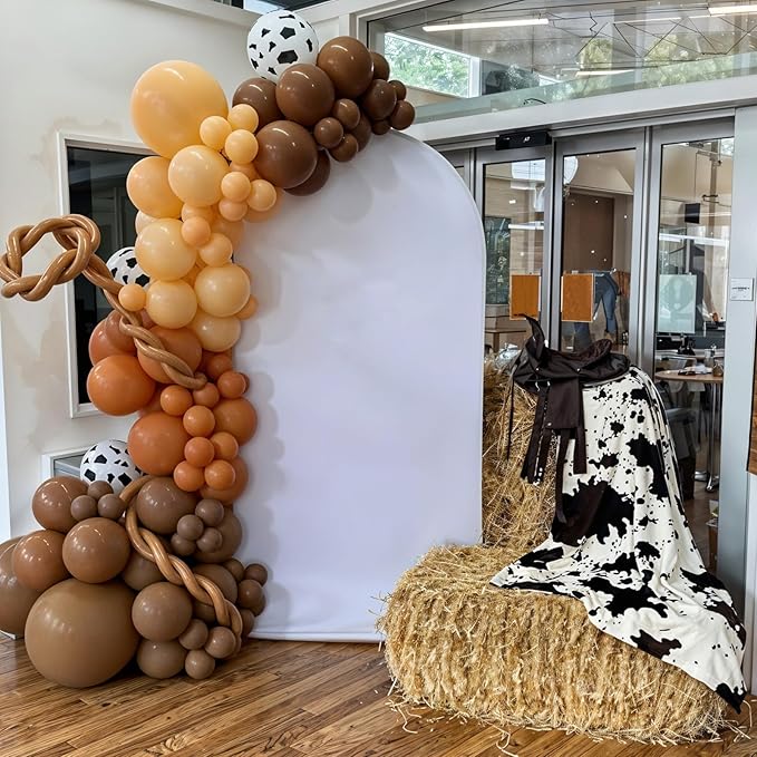 Cow Print Balloon Arch Kit,Nude Brown Apricot Tan Farm Balloons with Cow Print Balloon for Kids Boy Party Decorations Cowboy Baby Shower Farm Birthday Graduation Party Supplies