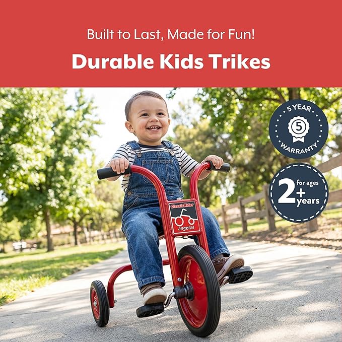 Angeles ClassicRider Kids Tricycle, Toddler Tricycle with Solid Airless Rubber Tires, Kids Bike for Preschools and Daycare, Ages 2+, 13.5" Tall Seat