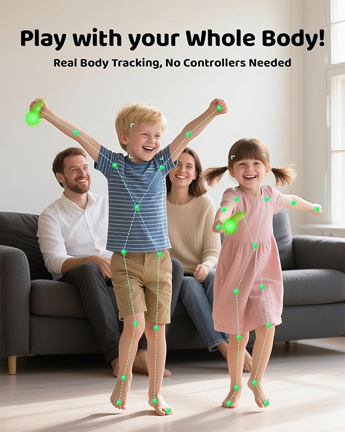 AR Motion Gaming Console: 28 Interactive Games Motion Sensor 2-Player Wireless Controllers & TV Hookup – Ultimate Family Entertainment System for Kids & Adults (Light Pink)