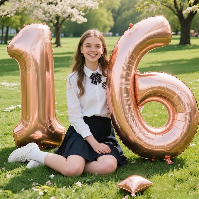 Rose Gold Number 6 Baiioons 40 Inch Number Balloons Giant Jumbo 6th 16th 26th Foil Mylar Helium Number Digital Balloons Champagne Gold 60 Birthday Party 66 Anniversary Events Party Decorations